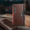 Portatarjetas de Aleación de Aluminio con Tapa Vertical Abatible Transfronterizo Cartera de Tarjetas Ultra-Delgada Anti-Robo RFID Cartera de Cuero Minimalista para Hombres