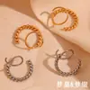 Moda Europea y Americana Retro Diseño de Nicho Pendientes de Acero de Titanio Acero Inoxidable Chapado en Oro de 18 Quilates Pendientes Retorcidos en Espiral Empalmados para Mujer