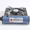 Estufa de cassette azul ultradelgada para tours en autocaravana, con superficie de quemador engrosada, adecuada para cocinar al aire libre, hacer fideos y picnics; portátil y compatible con cartuchos de gas