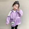 Chaqueta con Capucha de Otoño para Niñas 2025 Nueva Pequeña y Mediana Infantil Chaqueta Labubu Dibujos Animados para Niña Ropa Superior