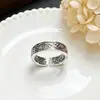 Anel de Prata S925 Yunchaoxuan com Padrão de Grama Tang, Anel Vintage de Dedo Indicador Masculino de Nicho Unissex, Design Aberto Ajustável