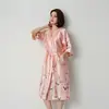 Vestido de Madrinha roupão matinal longo roupão matinal emocional feminino noiva madrinha seda festa pijama roupa presente de mão alça