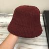 Chapéu de pescador de aba reta com mistura de lã japonesa para mulheres outono e inverno Novo estilo coreano versátil moda chapéu balde quente de tricô