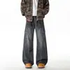 Jeans de Trabajo Estilo Americano con Patrón de Bambú para Hombre, Pierna Recta, Primavera y Otoño, Corte Holgado, Pantalones de Tendencia Degradados Estilo High Street Boyfriend