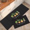 Conjunto de Tapetes para Piso de Cozinha, Tapetes de Pé de Veludo Cristal Absorventes de Água e Óleo, Tapetes Longos para Entrada, Tapetes Domésticos de Desenho Animado de Natal