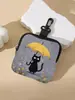 Monedero de Gato con Paraguas de Cuero Artificial Impermeable Bolsa de Almacenamiento con Cremallera de Cuero Sintético Multifuncional Mini Bolsa para Auriculares