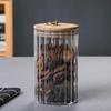 Frasco Sellado de Vidrio de Borosilicato Alto a Rayas, Frasco de Almacenamiento Sellado para Cocina, Frasco para Té, Tapa de Madera, Botella de Vidrio de Borosilicato Alto
