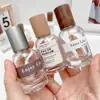 Botella dispensadora de perfume de lujo ligero con tapa de madera de rosca, botella de spray de vidrio, botella vacía de presión, botella de presión de repuesto de muestra de 30 ml