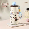 Copo Térmico Redondo de Aço Inoxidável com Desenho de Natal para Meninas, Design Sofisticado com Alça, Copo de Água com Canudo Duplo, Copo de Chá Atacado