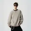 Suéter de Punto Redondo Tejido a Mano con Bloques de Color Americano Retro para Hombre Otoño Invierno Peso Pesado Casual Holgado Cálido Versátil