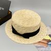 Sombrero plano de ala pequeña con trenza de paja natural de moda coreana, parasol monocromático para mujer, sombrero de paja para viajes y tiro, sombrero pequeño