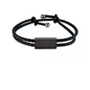 Soporta grabado, pulsera tejida de cordón cuadrado de cuero y acero inoxidable, ajustable, disponible en varios colores, adecuada tanto para hombres como para mujeres