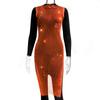 Entra en la Cadena de Suministro 2026 Aliexpress Amazon Noche de Verano Club Nocturno Malla Pedrería Cuello Redondo Vestido para Mujer Yx946