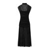 Vestido Elegante de Tule Patchwork 3 Cores Slimming Popular na Amazon e Aliexpress Estilo Europeu e Americano Moda Tendência Versátil