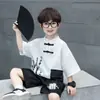Conjunto de Verano para Niños de Bambú de Manga Corta Estilo Chino Tradicional Nuevo Conjunto de Dos Piezas Estilo Chino Hanfu Infantil para Niños Pequeños Traje Tang