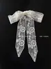 Lenço de Seda com Renda Branco Puro Feminino Vintage Longo Fino Fita Empilhado para Usar Versátil Colar Decorativo Lenço Fita