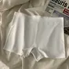 Ropa interior de color liso de seda helada para mujer, entrepierna de algodón puro, transpirable, de cintura media, sin costuras, shorts de seguridad anti-exposición, calzones tipo boxer para mujer