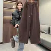 Pantalones Gruesos Cálidos para Mujer para el Trabajo, Versátiles Casuales de Otoño e Invierno, Cintura Elástica, Pierna Ancha, Pantalones Cálidos