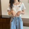 Cardigan de Tricô de Seda Gelada Expondo o Umbigo Manga Curta Feminino Slim-Fit Top Curto Estilo Doce e Picante Top Combinado com Calça de Cintura Alta Camiseta Tendência Ins