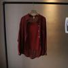 [Bi Zheng] Verano Nuevo Estilo Coreano Mujer Fresco Color Macarrón Bolsillo de Solapa Único Pantalones Camisa Camisa Fina de Manga Larga 7936