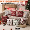 Funda de almohada navideña de doble cara con estampado festivo de renos y letras, funda para respaldo de sofá y dormitorio, al por mayor