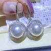 Pendientes de jade elegantes y brillantes de plata de ley S925 con accesorios de bricolaje, pendientes con gancho para la oreja, pendientes huecos, pendientes semiacabados
