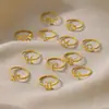 Anel simples novo de aço inoxidável com símbolo das 12 constelações anel de pedra de aniversário anel aberto anel de cauda conjunto