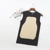 Colete térmico masculino de veludo dupla face com patch, roupa íntima, justo, sem costura, base fina