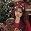 Diadema de cuernos de reno navideños diadema de ambiente lazo lindo simple femenino versátil accesorios para el cabello tocado festivo europeo y americano