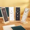 Tablero vertical biselado de bambú y madera para exhibición de collares, tablero de cadena de terciopelo colgante reemplazable, exhibición en mostrador de joyería para transmisiones en vivo de colgantes