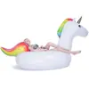 Unicornio Inflable de PVC Extra Grande con Alas Flotantes Cama Flotante Silla Lounge Inflable para Agua Flamenco Rosa Dorado Montura