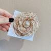 Broche de camelia vintage coreana con perlas, accesorio para abrigo, fragancia, suéter, alfiler, ramillete para traje.