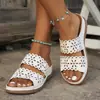 Sandalias para Mujer con Cuña Floral, Venta Transfronteriza de Amazon, Huecas, de Una Tira, Tacón Alto, Comercio Exterior, Tallas Grandes, Primavera 2025