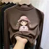 Top Básico de Manga Larga Casual De Rong para Niños Colección Otoño/Invierno 2026 Nuevo Top de Otoño para Niñas con Cuello Semi-Alto