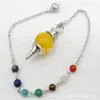 Joyería transfronteriza gema natural Cristal péndulo espiritual en forma de giroscopio cuentas de 18 mm 7 colores piedra energética colgante de péndulo