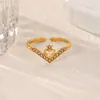 Anillo Cruzado de Acero Inoxidable Chapado en Oro de 18 Quilates, Estilo Nuevo Europeo y Americano, para Mujer, Versátil para el Uso Diario, Joyería de Anillo Abierto Simple y a la Moda