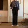 Pantalones Micro-Flare Estilo Americano para Hombre, Nuevo Estilo de Moda Primavera/Otoño, Holgados, Caída Elegante, Corte Limpio, Adelgazantes, Pantalones Largos Casuales