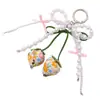 Estilo Pastoral Fresco Floral Tridimensional Fresa Colgante para Teléfono Funda para Auriculares Accesorio Ins Llavero de Coche Cadena Colgante
