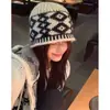 Suéter de Lana a Cuadros Diamante Retro para Mujer Otoño/Invierno Estilo Coreano Versátil Adelgazante de Rostro Cálido Antifrío