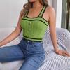 Gran Venta 2024 Verano Color Contraste Botón Sin Mangas Ombliguera Suéter Top de Vacaciones Ropa de Mujer Transfronteriza de Amazon
