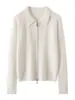 Cárdigan de Lana para Mujer con Solapa y Doble Cremallera 2026 Nueva Temporada Otoño/Invierno Tacto de Alta Gama Ropa Exterior Corta de Punto
