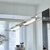 Lámpara colgante de diseño minimalista para restaurante, lámpara de barra de bar, luz lineal de tira de estilo industrial para recepción de cafetería, aluminio