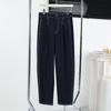 Tiro Real de Jeans de Punto Elástico de Buena Calidad para Mujer en Primavera y Otoño Cintura Alta Aspecto Holgado Adelgazante Talla Grande mm Gorditos Pantalones Zanahoria