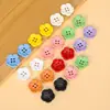 Botones Nuevos de Resina con Flores de Colores, Botones Lindos de Dibujos Animados para Coser a Mano de Niños, Botones Decorativos de Cuatro Agujeros para Suéteres y Cárdigans