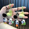 Chaveiro Corrente de Celular Panda Peludo Chaveiro Panda com Contas Pingente Decoração de Mochila de Casal Pequeno Presente
