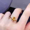Anillo de Plata de Ley S925 con Citrino Natural Moda Coreana y Japonesa Nicho Forma de Corazón Montura de Anillo 5*7mm Venta al por Mayor