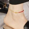 Tobillera de Acero de Titanio Sin Decoloración para Mujer Tobillera de Cuerda Roja Nueva Moda Dorada Cadena para el Pie de Gama Alta Verano Sexy