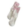 Calcetines de Corea del Sur para Mujer Populares en Internet Talón Lazo Grande Calcetines de Tubo Medio Verano Malla Fina Crema Calcetines Lolita