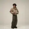 Inverno Europeu e Americano Novo Casaco de Algodão Masculino Cor Sólida Gola Alta Tendência Solto Gola Alta Puffer Espessado Casaco para Casal