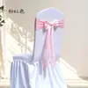Lazo sin nudo Cubierta elástica para silla Decoración de respaldo de silla Lazo de boda Silla de banquete Taburete Tul Cinta para silla de hotel y restaurante